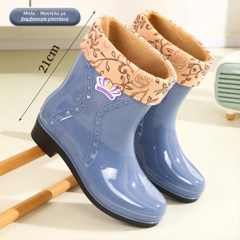 Μοντέρνες γυναικείες κοντές γαλότσες βροχής, αντιολισθητικές και ανθεκτικές, με επένδυση από βαμβάκι, για όλες τις εποχές.