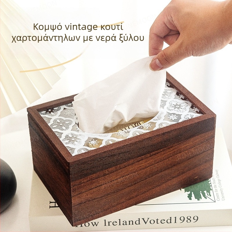 Ξύλινο κουτί χαρτοπετσετών σε ρετρό στυλ – κομψή ξύλινη θήκη για σαλόνι και τραπέζι