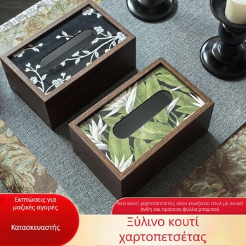 Ξύλινο κουτί χαρτοπετσετών, Νέος κινεζικός στυλ, για σαλόνι και γραφείο, πολυλειτουργική αποθήκευση χαρτιού