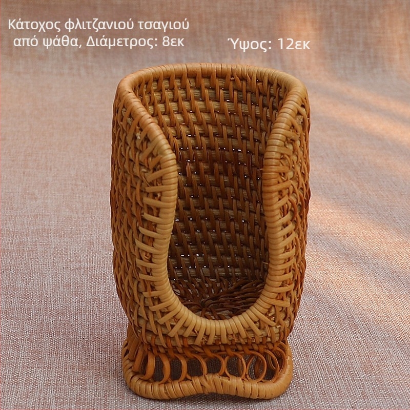 Θήκη στυλό από ρατάν με φθινοπωρινό ύφος από το Βιετνάμ — σετ αποθήκευσης αξεσουάρ τελετής τσαγιού Pu'er: κλιπ τσαγιού, κουταλάκι και βελόνα