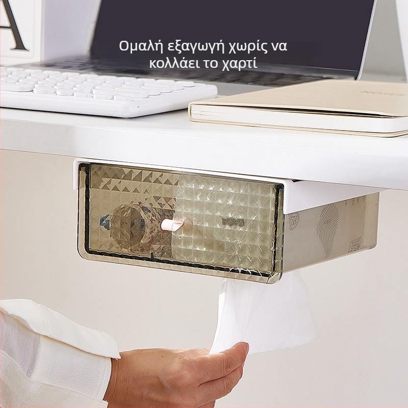 Κουτί χαρτομάντηλων με συρτάρι κάτω από το γραφείο και επιτραπέζιος οργανωτής γραφείου