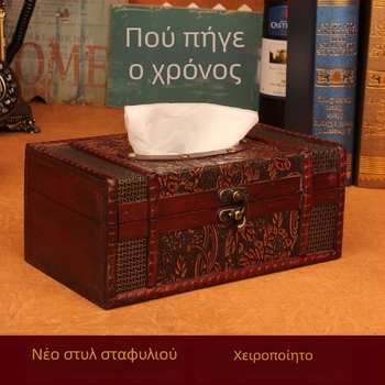Ξύλινο κουτί χαρτοπετσετών και θήκη αποθήκευσης, επιτραπέζιος κάδος χαρτοπετσετών, για σπίτι και καφέ, σχέδιο σε νέο κινεζικό στυλ