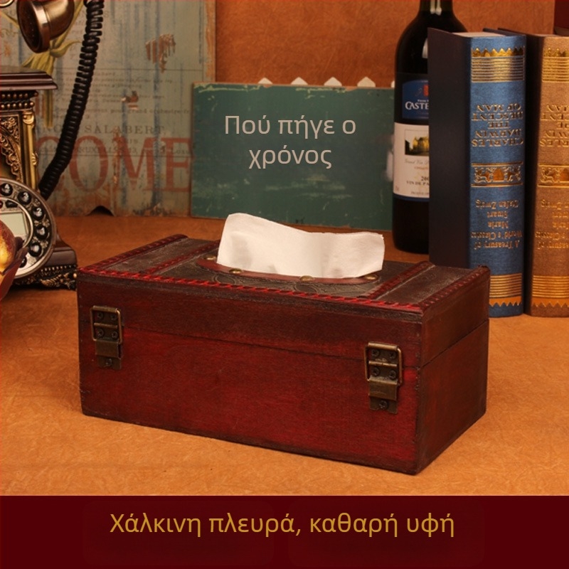 Ξύλινο κουτί χαρτοπετσετών και θήκη αποθήκευσης, επιτραπέζιος κάδος χαρτοπετσετών, για σπίτι και καφέ, σχέδιο σε νέο κινεζικό στυλ