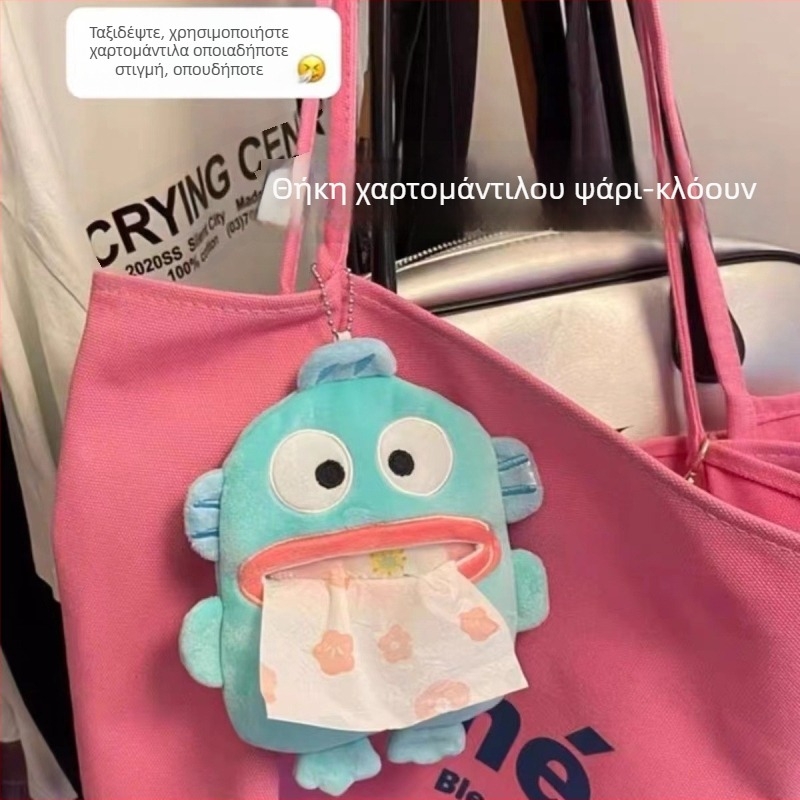 Μαλακό διακοσμητικό παιχνίδάκι, εμπνευσμένο από ιαπωνικό καρτούν με ψάρι κλόουν και μικρό τέρας, θήκη χαρτομάντηλων αυτοκινήτου και οικίας
