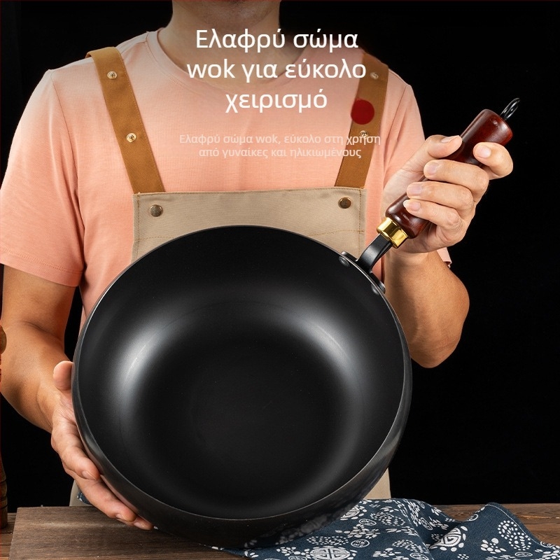 Νέος παραδοσιακός σιδερένιος κάδος με μεγάλη κοιλιά για οικιακή χρήση — κατσαρό για σούπες και στιφάδο, χωρίς επίστρωση, λεία επιφάνεια, 24 εκ, συμβατό με επαγωγικές εστίες