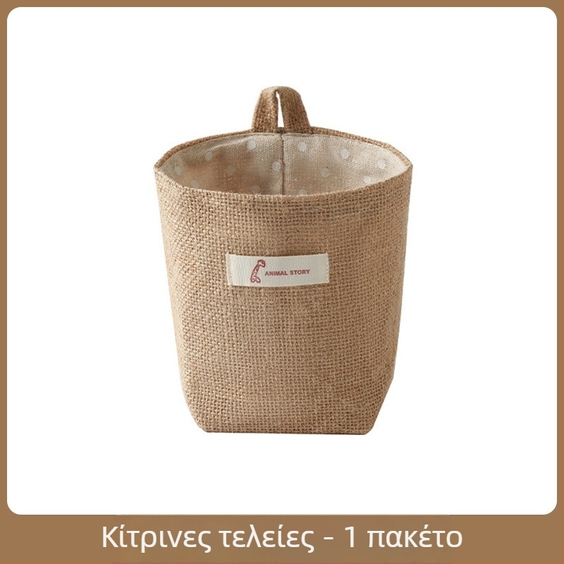 Κρεμαστή τοίχου τσάντα αποθήκευσης από βαμβάκι και λινό, απλός οργανωτής