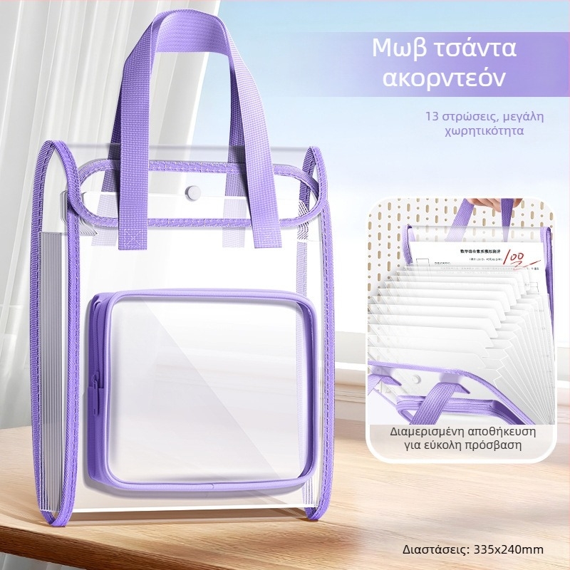 A4 φορητή ακορντεόν τσάντα αρχείων με διαμερισμούς και πολλαπλά επίπεδα αποθήκευσης για σχολικά έγγραφα