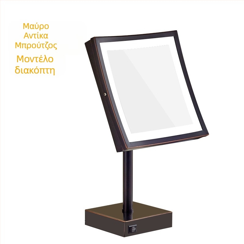 8 ιντσών LED καθρέπτης μακιγιάζ για γραφείο, τετράγωνος μεγεθυντικός καθρέπτης, ευρωπαϊκό στυλ, μονόπλευρος
