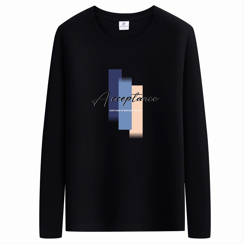 Αντρικό βαμβακερό μακρυμάνικο T‑shirt για βασικό στρώμα, εκτύπωσεις καρτούν, άνοιξη και φθινόπωρο