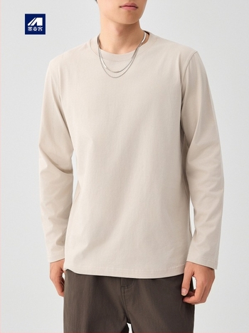 Moomaike Ανδρικό μακρυμάνικο T-shirt από 230 g combed cotton, άνοιξη 2026, μονόχρωμο, Κωδ. 75147