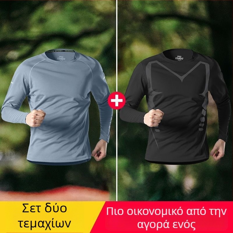 Ανδρική μακρυμάνικη μπλούζα T‑shirt από ice silk, ελαφριά για καλοκαίρι, γρήγορο στέγνωμα, διαπνοή, προστασία από τον ήλιο, για υπαίθριο τρέξιμο και γυμναστήριο