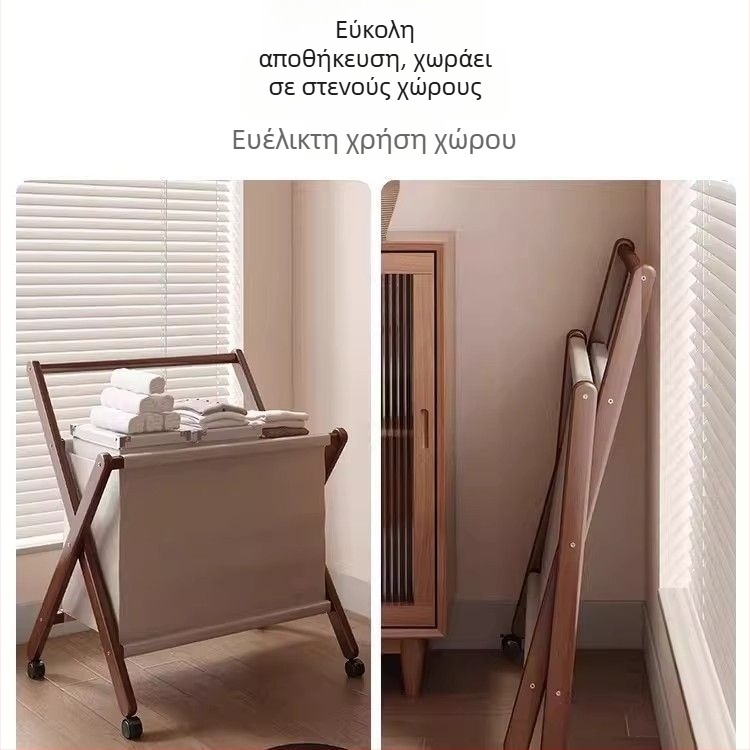 Αναδιπλούμενος κάδος πλύσης ρούχων με ρόδες — καρότσι πλυντηρίου και οργανωτής αποθήκευσης μαλακών παιχνιδιών