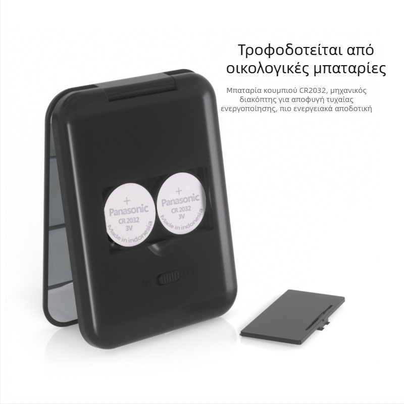 Φορητός καθρέφτης μακιγιάζ LED με φως, τετράγωνος, χειροκίνητος, αναδιπλούμενος, μεγέθυνση 2x