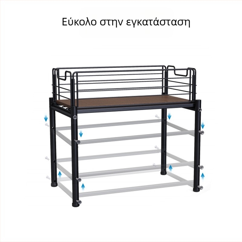 Συρόμενο ράφι κάτω από τον νεροχύτη, διώροφο σιδερένιο ράφι αποθήκευσης για κουζίνα — μπαχαρικά και προϊόντα προσωπικής φροντίδας