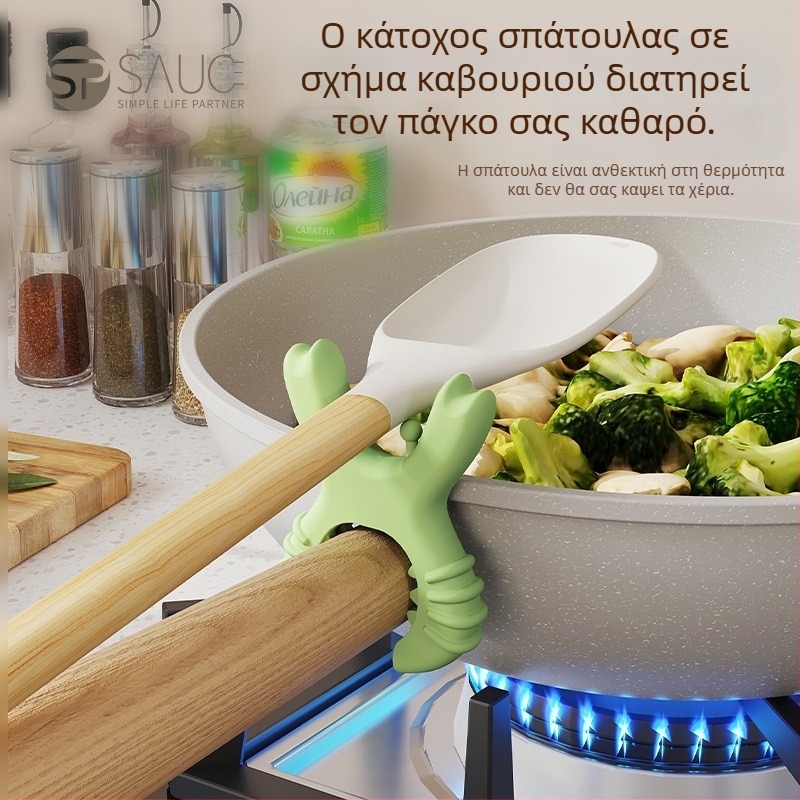 Θήκη για κατσαρόλες και σπατούλες κουζίνας, πολυλειτουργικός κλιπ προστασίας από εγκαύματα, ράφι τοποθέτησης σπατουλών, αντιολισθητικός οργανωτής αποθήκευσης