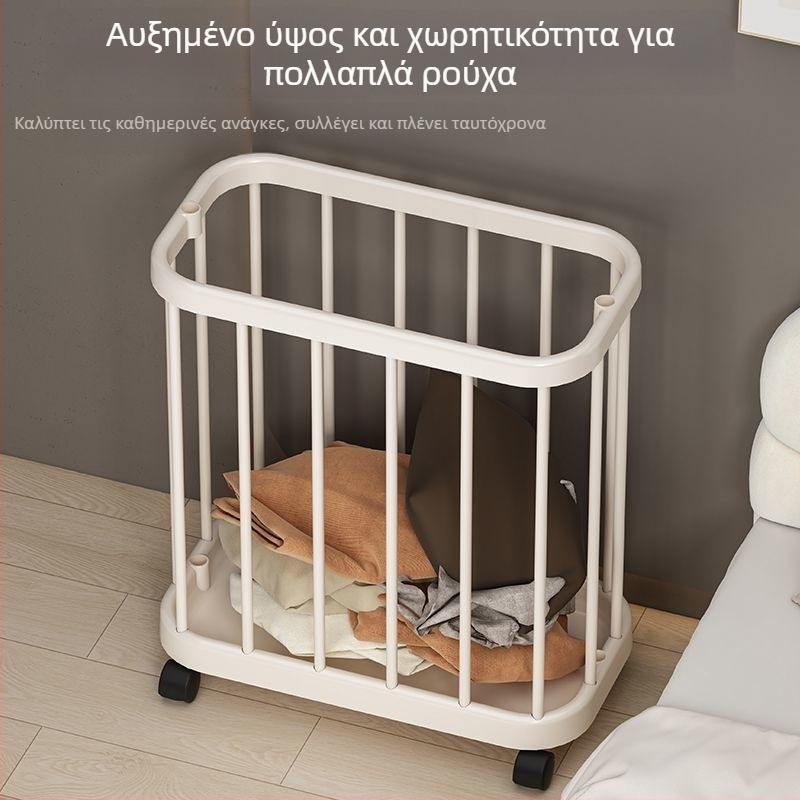Πλαστικό καλάθι ρούχων με ρόδες, μεγάλη χωρητικότητα, για οικιακή χρήση και μπάνιο
