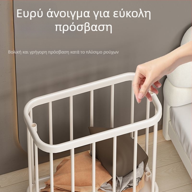 Πλαστικό καλάθι ρούχων με ρόδες, μεγάλη χωρητικότητα, για οικιακή χρήση και μπάνιο