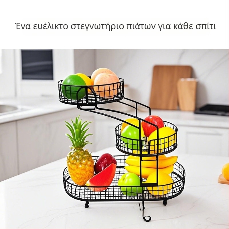Κυκλικός τριών επιπέδων καλάθι φρούτων σε σκανδιναβικό στυλ, για οικιακή χρήση, τραπεζάκι σαλονιού και αποθήκευση σνακ