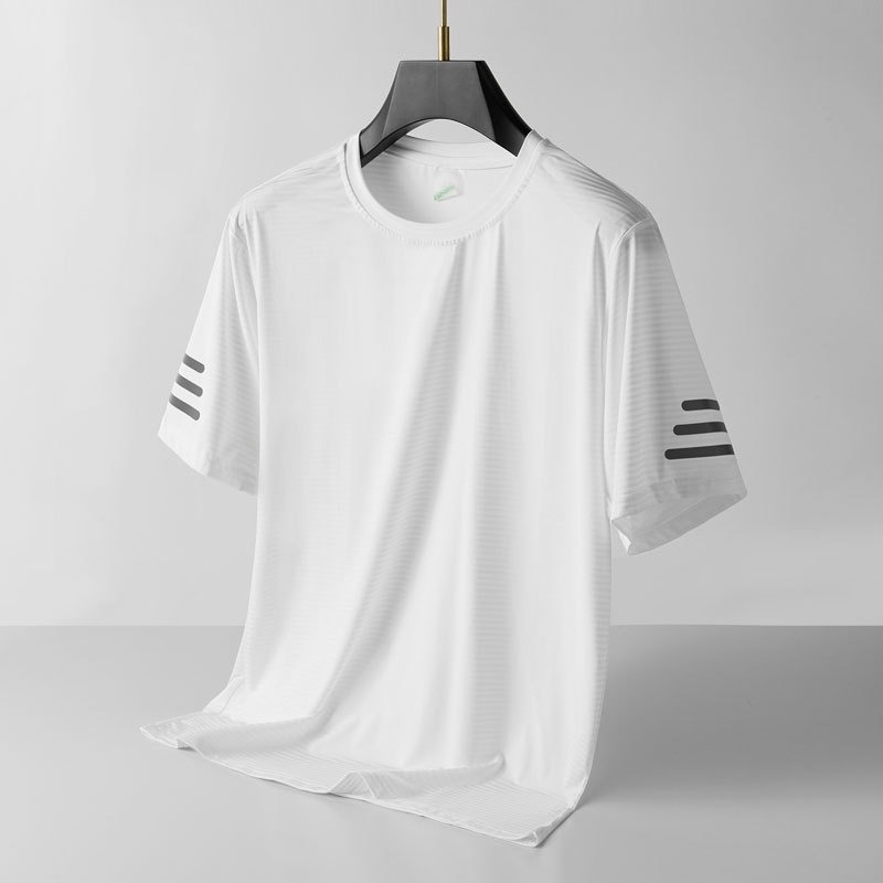 Θερινή μπλούζα γρήγορου στεγνώματος Unisex, ελαφριάς διαπνοής ύφασμα Ice Silk, στρογγυλή λαιμόκοψη, κοντά μανίκια, για τρέξιμο και γυμναστική