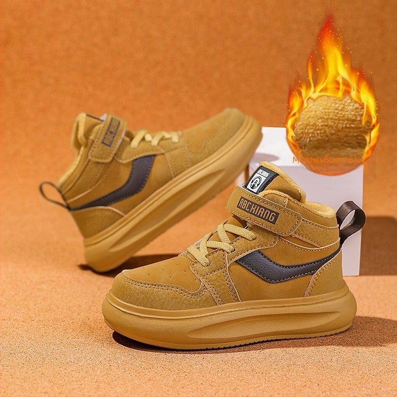 Παιδικά sneakers με επένδυση φλίς και εξωτερικό από συνθετικό δέρμα, μαλακή σόλα, casual αθλητικά για αγόρια και κορίτσια 7–16 ετών