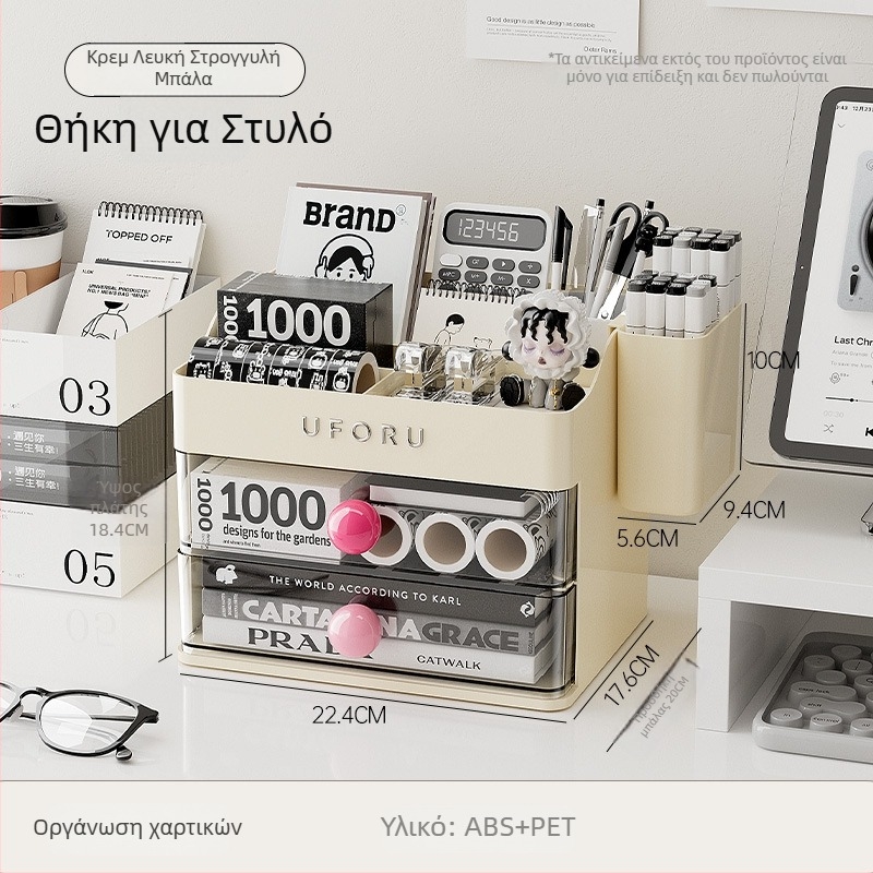 Μεγάλο κουτί οργάνωσης καλλυντικών για τραπεζάκι μακιγιάζ με χώρο για κραγιόν, σκιές ματιών και φροντίδα δέρματος