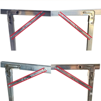 Γαλβανισμένο παχύτερο ρυθμιστικό λωρίδιο με απόσταση οπών 20 cm, πτυσσόμενη ενίσχυση αντί ανέμου για κρεμάστρα ρούχων, μεντεσές πινακίδας, διπλό στηριγμα