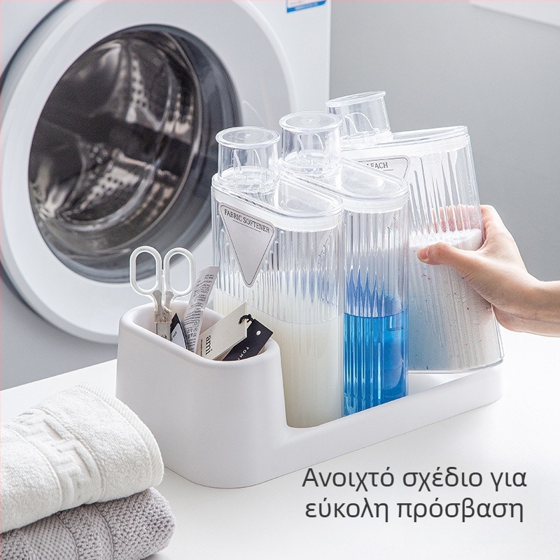 Νέος επιτραπέζιος αποθηκευτικός οργανωτής σε ιαπωνικό στυλ με βάση δοσομετρητή απορρυπαντικού, ράφι αποθήκευσης и βάση για φλυτζάνια τσαγιού, οικιακή χρήση.