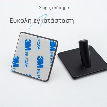 Κρεμάστρα από ανοξείδωτο χάλυβα 304, αυτοκόλλητη για μπάνιο, χωρίς διάτρηση, παχύτερη, μαύρη, τοποθέτηση στην πίσω πλευρά της πόρτας