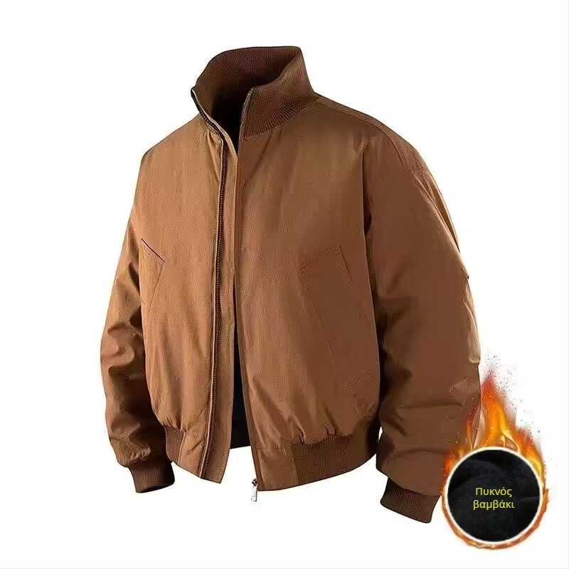 Cleanfit bomber jacket με επένδυση από βαμβάκι, ανδρικό – αμερικάνικου στυλ, χειμώνα, κοντό μήκος