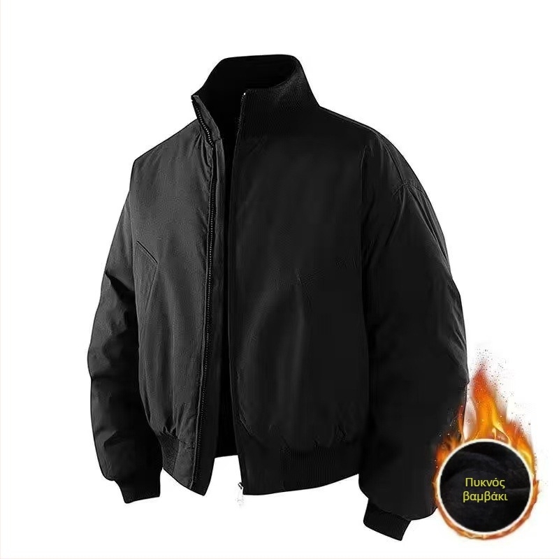 Cleanfit bomber jacket με επένδυση από βαμβάκι, ανδρικό – αμερικάνικου στυλ, χειμώνα, κοντό μήκος