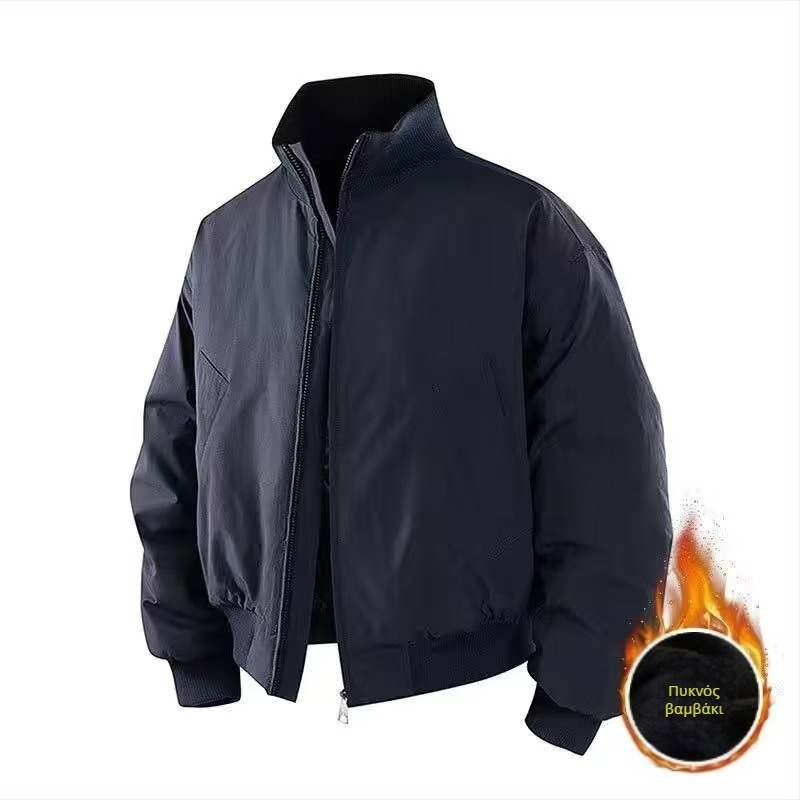 Cleanfit bomber jacket με επένδυση από βαμβάκι, ανδρικό – αμερικάνικου στυλ, χειμώνα, κοντό μήκος