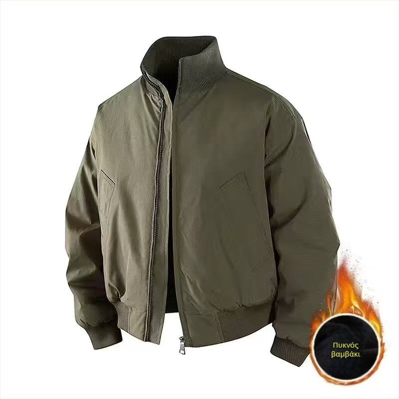 Cleanfit bomber jacket με επένδυση από βαμβάκι, ανδρικό – αμερικάνικου στυλ, χειμώνα, κοντό μήκος