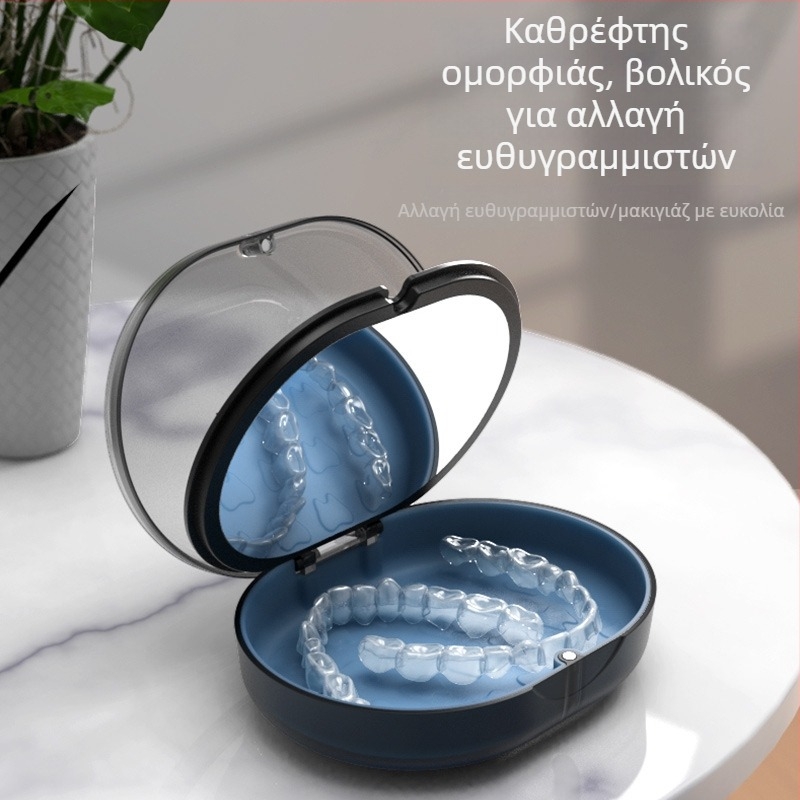 Οβάλ μαγνητικός διώροφος οργανωτής για ορθοδοντικά εξαρτήματα και αποθήκευση καθρέφτη καλλυντικών (108×83×29 mm)