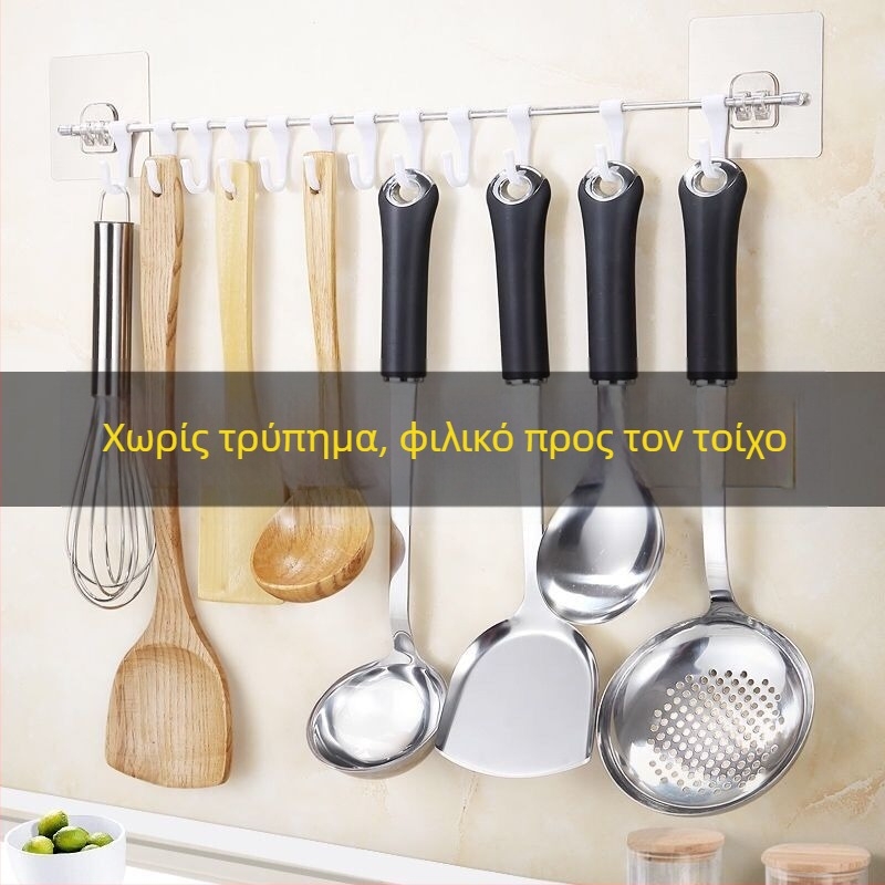 Αυτοκόλλητο 6άγκιστρο για μπάνιο και κουζίνα, ανοξείδωτος χάλυβας, χωρίς διάτρηση, χωρίς ίχνη