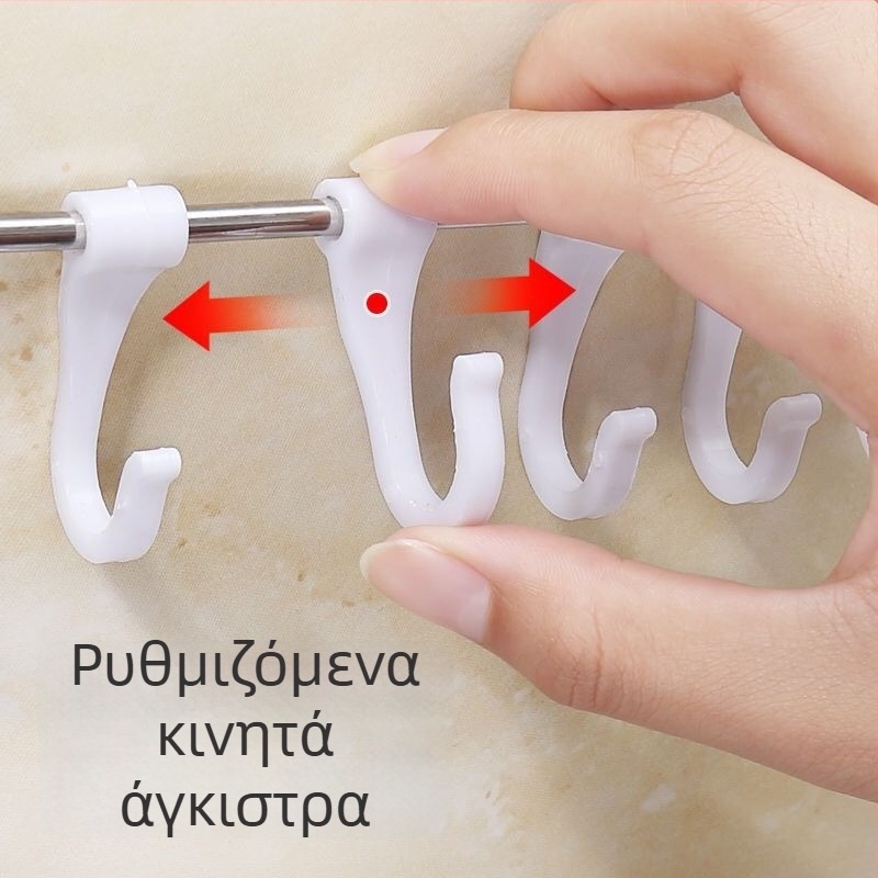 Αυτοκόλλητο 6άγκιστρο για μπάνιο και κουζίνα, ανοξείδωτος χάλυβας, χωρίς διάτρηση, χωρίς ίχνη