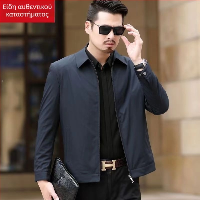 Ανδρικό τζάκετ από μεταξιού μουριάς - λεπτό, άνοιξη-φθινόπωρο, casual-business, φαρδιά γραμμή, υψηλής ποιότητας