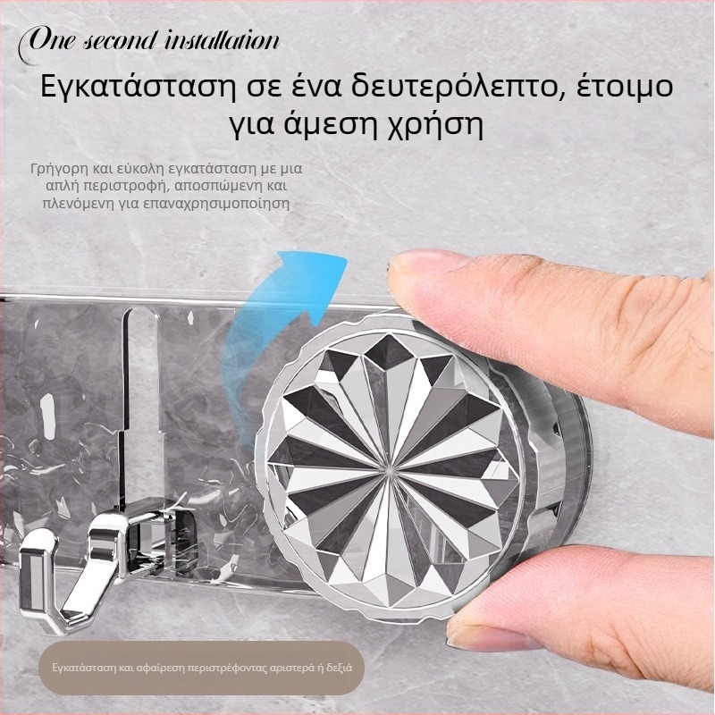 Πέντε σειρές γάντζων με αναρρόφηση – χωρίς διάτρηση, οργανωτής τοίχου μπάνιου και κουζίνας, αποθήκευση πίσω από την πόρτα, χωρητικότητα 3–5 kg, υλικό PET.