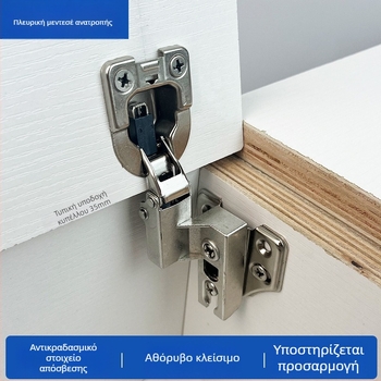 Μεντεσές με απόσβεση για πόρτες ντουλαπιών, αριστερά-δεξιά, κατάλληλο για ντουλάπες τηλεόρασης, κομοδίνο και επάνω ντουλάπια κουζίνας.