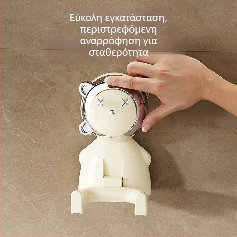 Κρεμάστρες με βεντούζα για μπάνιο, χωρίς τρύπες, δύο γάντζοι, χαριτωμένο σχέδιο καρτούν, αντέχουν 5–10 κιλά