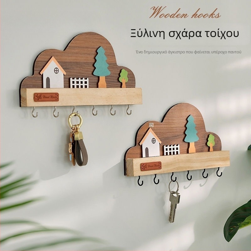 Ξύλινη κρεμάστρα κλειδιών τοίχου για τον χώρο εισόδου – γλυκιά και δημιουργική διακόσμηση