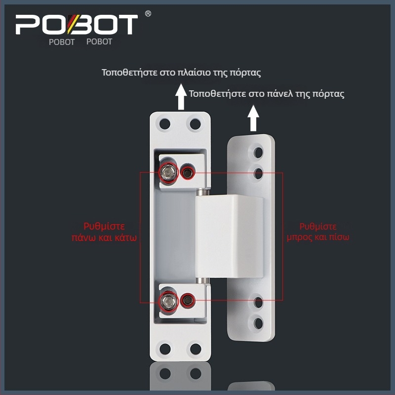 PBT-114 2D ρυθμιζόμενος μεντεσές για πόρτα αλουμινίου-ξύλου με αλουμινένιο πλαίσιο, κράμα ψευδαργύρου, επίστρωση με ψεκασμό