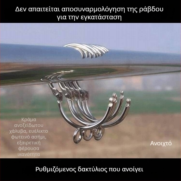 Μεταλλικοί δακτύλιοι κουρτινών με ανοιγόμενο μηχανισμό και τετραδάκτυλοι γάντζοι – σετ κλιπ κουρτινών (38mm/50mm)