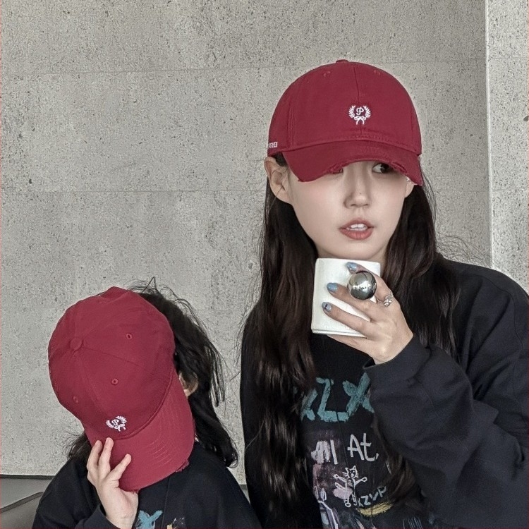 Παιδικό καπέλο μπέιζμπολ από βαμβάκι με κέντημα, ρετρό φθαρμένο ύφος, ξεφτισμένες άκρες