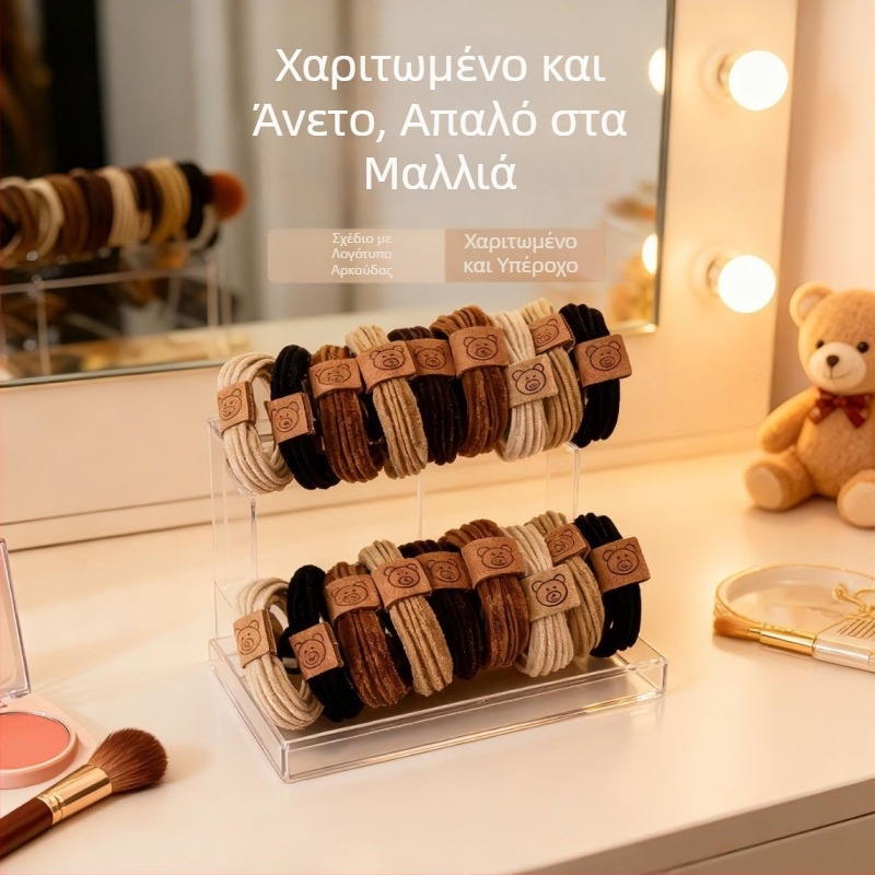 Κορεατικού στυλ ελαστικό λαστιχάκι μαλλιών με γλυκό αρκουδάκι, για γυναίκες, παχύτερο και ανθεκτικό αξεσουάρ μαλλιών