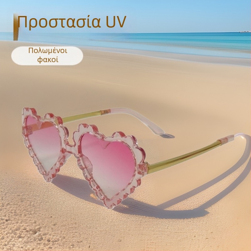 Παιδικά γυαλιά ηλίου σε κορεατικό στυλ με UV400 προστασία, πολωμένα γυαλιά σε σχήμα καρδιάς για αγόρια και κορίτσια