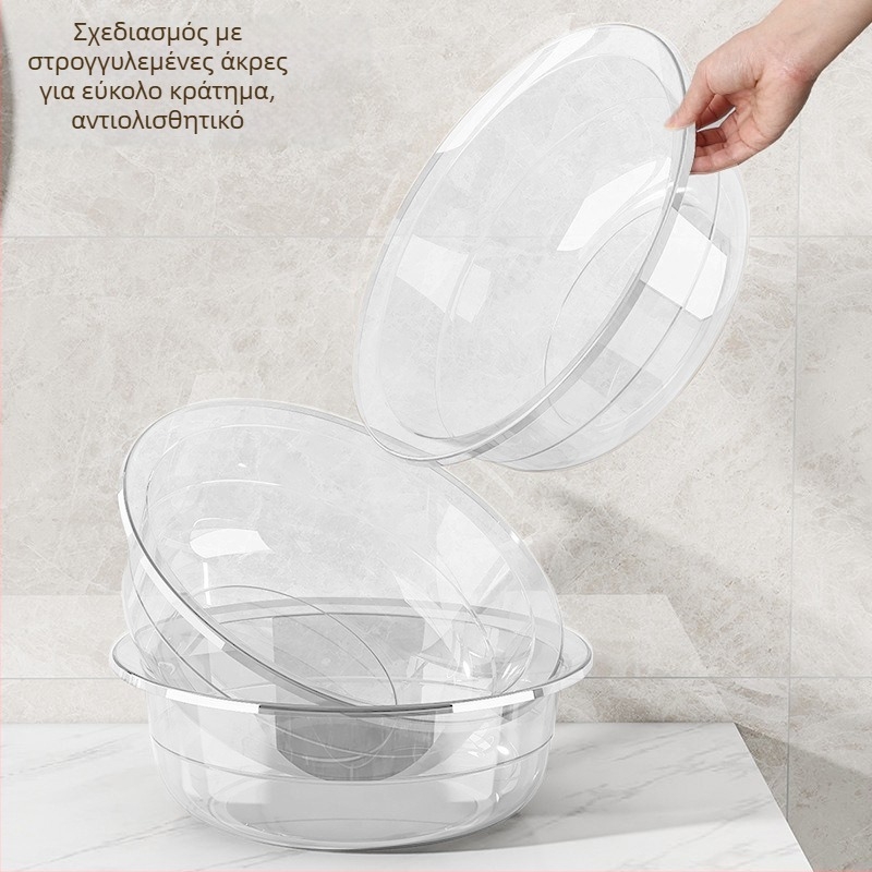 Διαφανής παχύτερος πλαστικός νιπτήρας για το πρόσωπο, πλύσιμο ρούχων, λαχανικά και πόδια — μικρός νιπτήρας για κοιτώνες