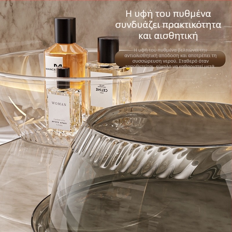 Πλαστικός νιπτήρας οικιακής χρήσης, διαφανής και παχυσμένος σχεδιασμός με υψηλή αισθητική, κατάλληλος για πλύσιμο προσώπου, ποδιών και μαλλιών; διαστάσεις 35,7×35,7×13 εκ.