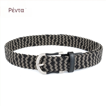 Νέα unisex καθημερινή ελαστική ζώνη από καμβά με αγκράφα με ακίδα και υφαντές ρίγες