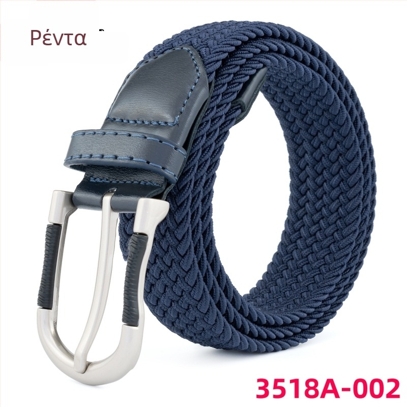 Νέα unisex καθημερινή ελαστική ζώνη από καμβά με αγκράφα με ακίδα και υφαντές ρίγες