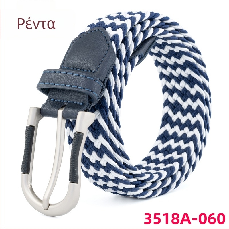Νέα unisex καθημερινή ελαστική ζώνη από καμβά με αγκράφα με ακίδα και υφαντές ρίγες